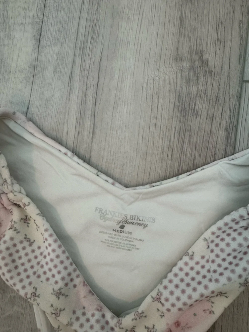 Frankie's Bikinis Pastel Pink & Cream Floral Triangle Bikini